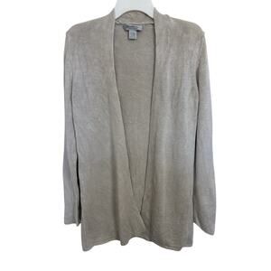 Brooks Brothers Silk Blend Beige Open Front Cardigan Size Small Quiet Luxury